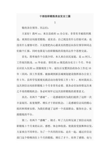 2020年挂职锻炼表态发言-表态发言(干部挂职锻炼表态发言怎么写)